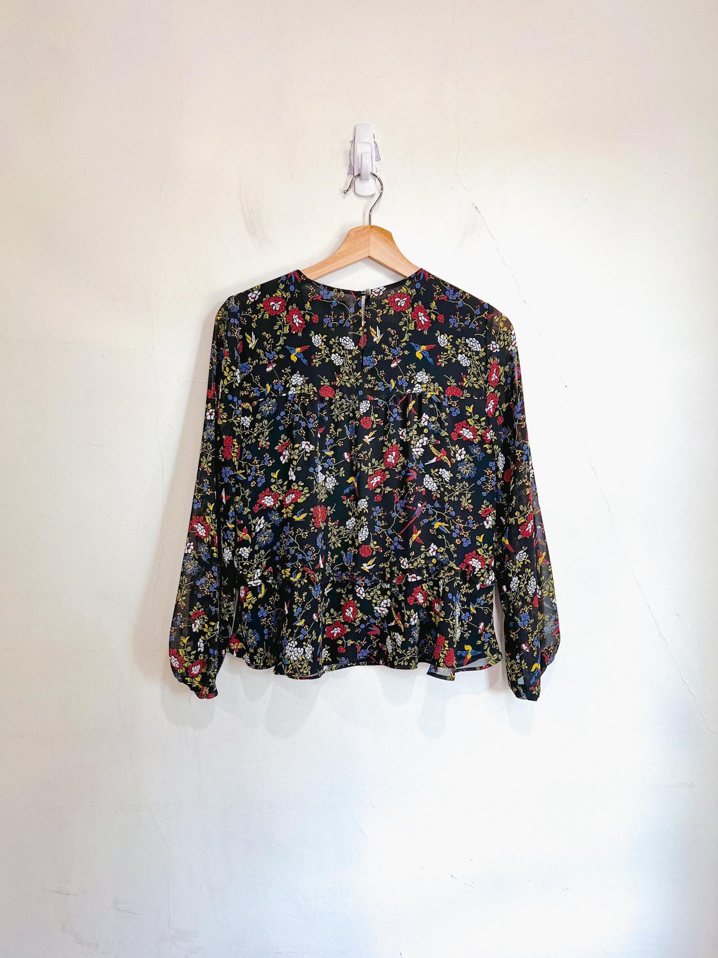 Madewell Long Sleeve Blouse in Black Floral (Size S)