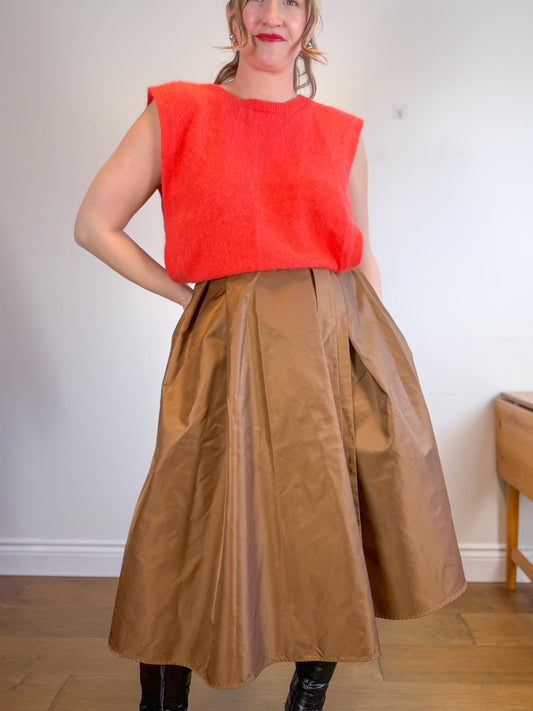 Vintage Cashmere Sweater Vest with Open Sides In Coral Red SOLD AS IS (Size M/L)