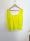 Alice & Olivia Eyelet Puff Sleeve Blouse in Neon Yellow (Size M)