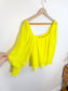 Alice & Olivia Eyelet Puff Sleeve Blouse in Neon Yellow (Size M)