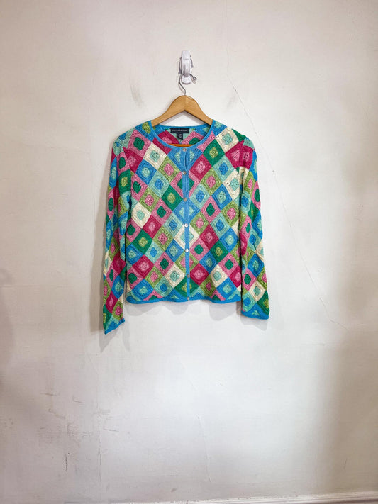 Vintage Crochet Cardigan in Multi-colour SOLD AS IS (SIze S)