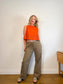 Vintage Silk Beaded Sleeveless Top in Orange (Size M)