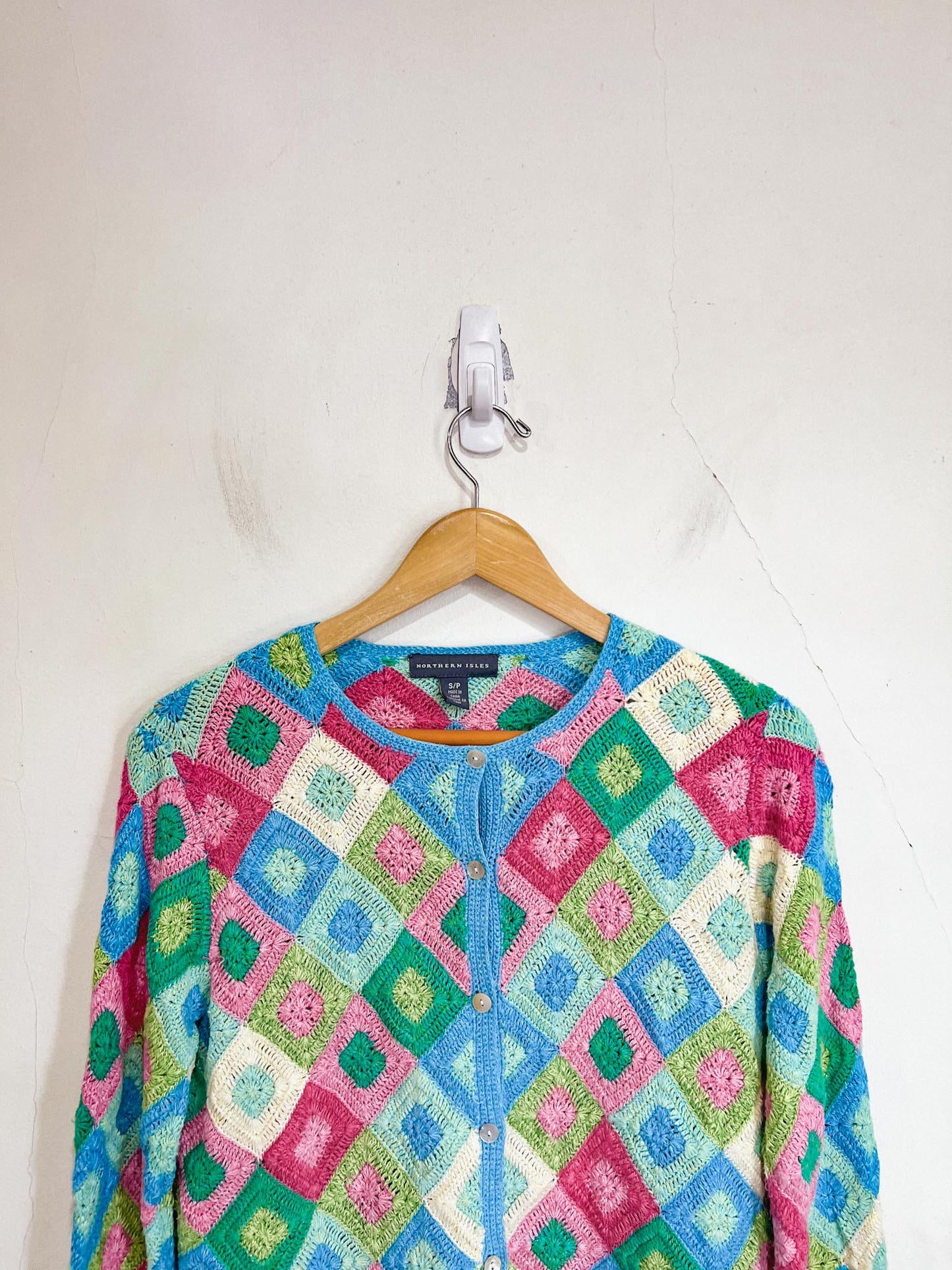 Vintage Crochet Cardigan in Multi-colour SOLD AS IS (SIze S)