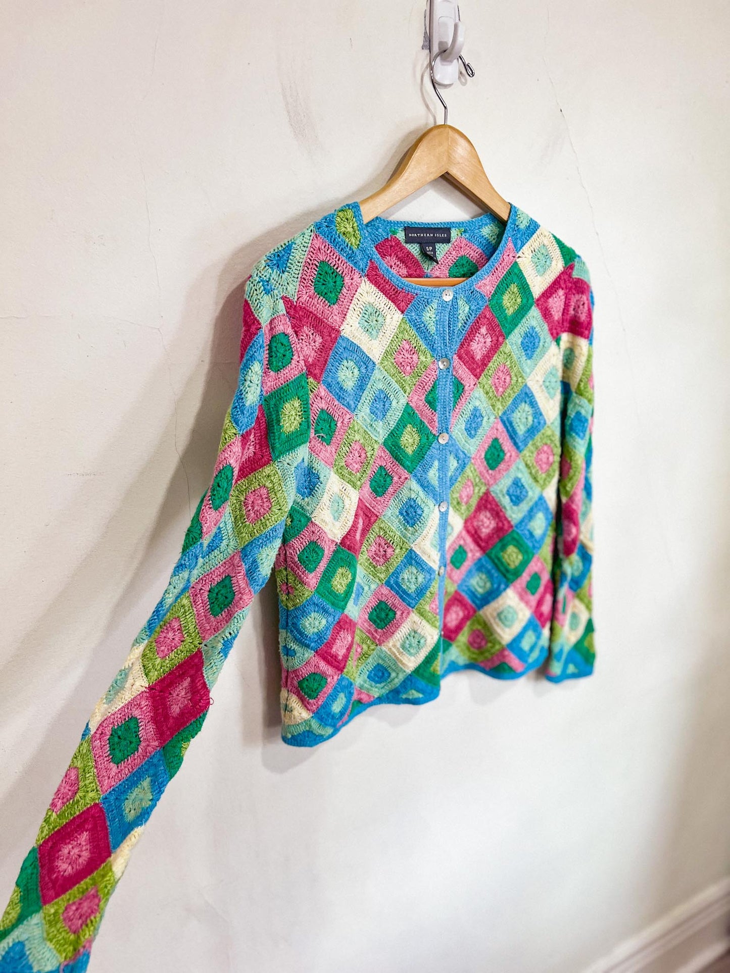 Vintage Crochet Cardigan in Multi-colour SOLD AS IS (SIze S)