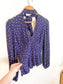 Nobody’s Child Polka Dot High Neck Blouse in Purple/White NWT(Size S)