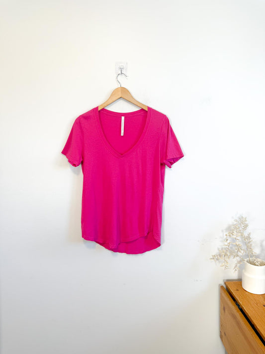 Babaton V-Neck Tee in Hot Pink SOLD AS IS (Size M)