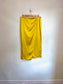 Zara Yellow Satin Midi Ruched Skirt (Size L)