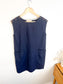 Atelier B Slow Fashion Linen Mini Dress in Navy (Size S/M)