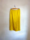 Zara Yellow Satin Midi Ruched Skirt (Size L)