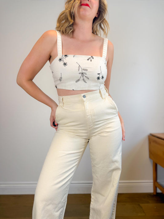 House of Harlow Linen Crop Top (Size M)