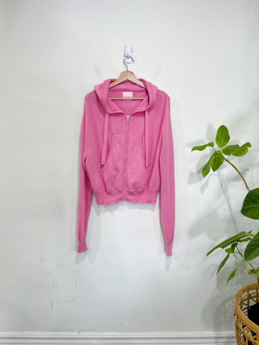 CRUSH Cashmere Zip Up Hoodie Sweater in Bubblegum Pink SOLD AS IS (Size M)