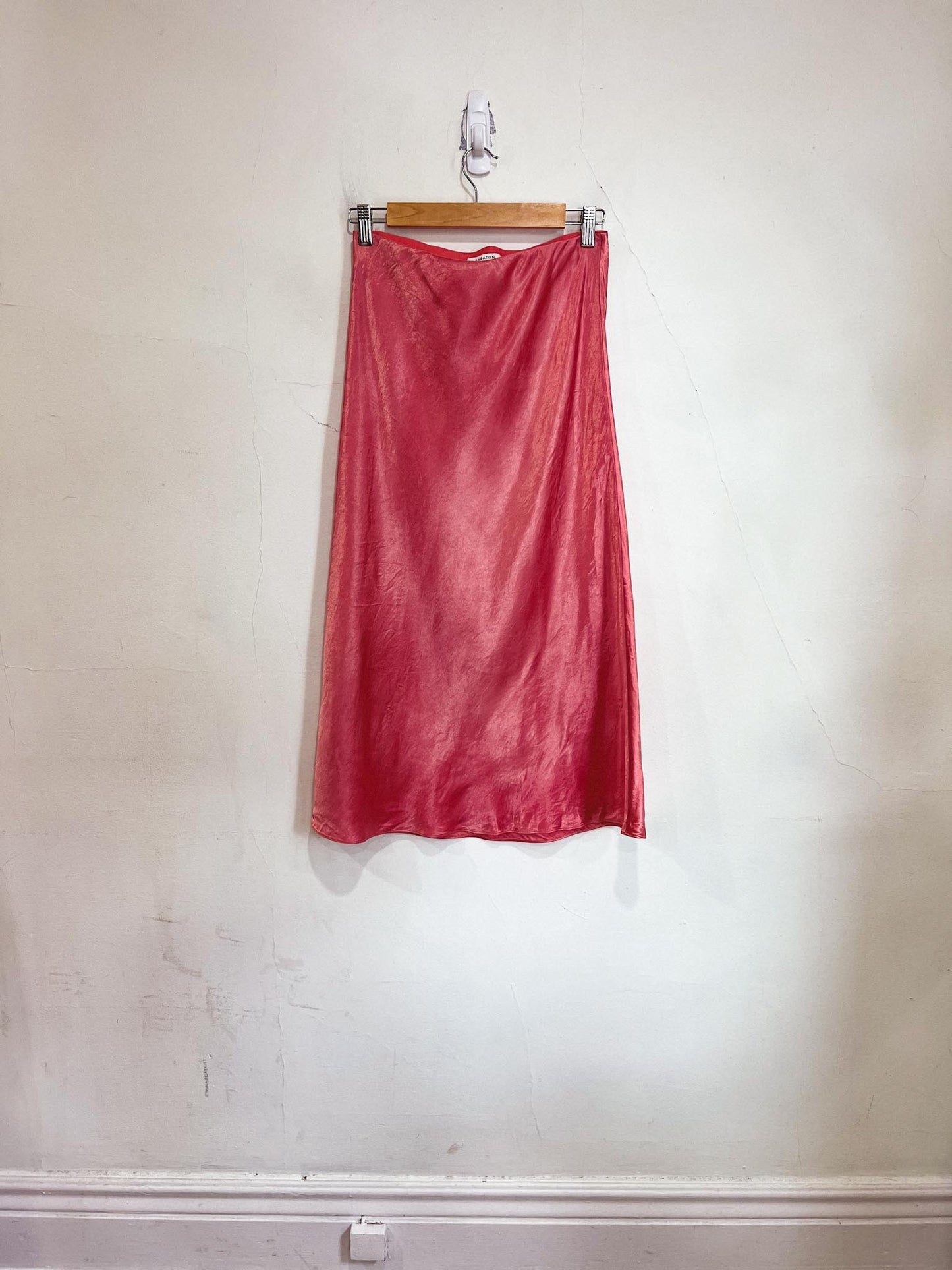 Babaton "Slip Satin Midi Skirt" in Pink (Size 8)