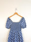 J.Crew Smocked Midi Dress with Puff Sleeves in Blue Print (Size S/M)