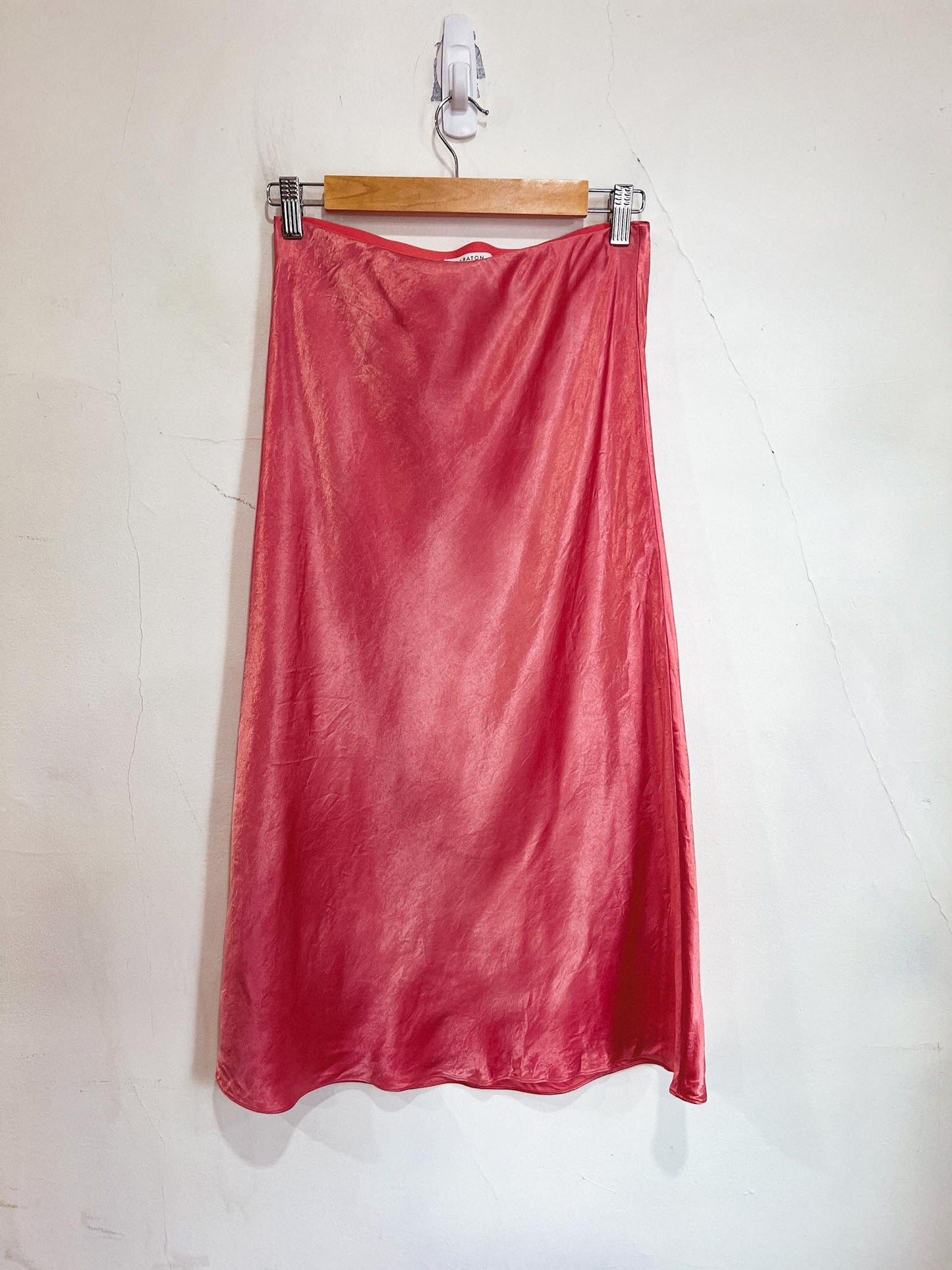 Babaton "Slip Satin Midi Skirt" in Pink (Size 8)