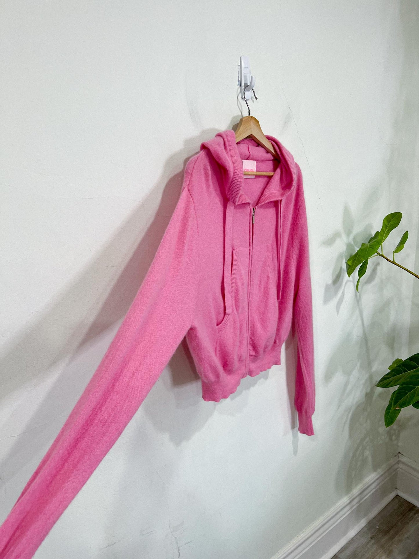 CRUSH Cashmere Zip Up Hoodie Sweater in Bubblegum Pink SOLD AS IS (Size M)