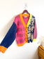 MDM Patchwork Cardigan in Hot Pink/Navy (Size S-L)