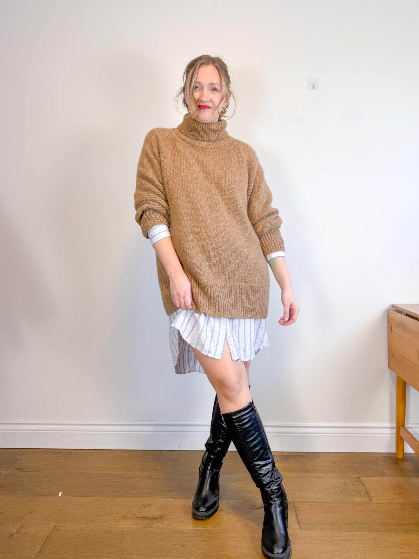 Wilfred Free "Boyfriend Linen Dress in Blue/White Stripe" NWT (Size L)