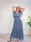 Ralph Lauren Blue Floral Maxi Dress with Flutter Sleeve (Size S)