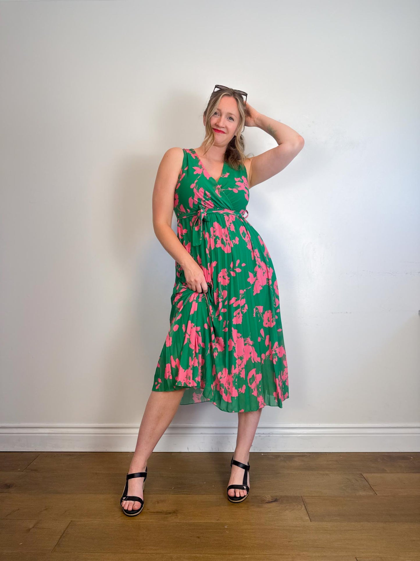 Blue Vanilla Dress in Green/Pink Floral (Size S/M)