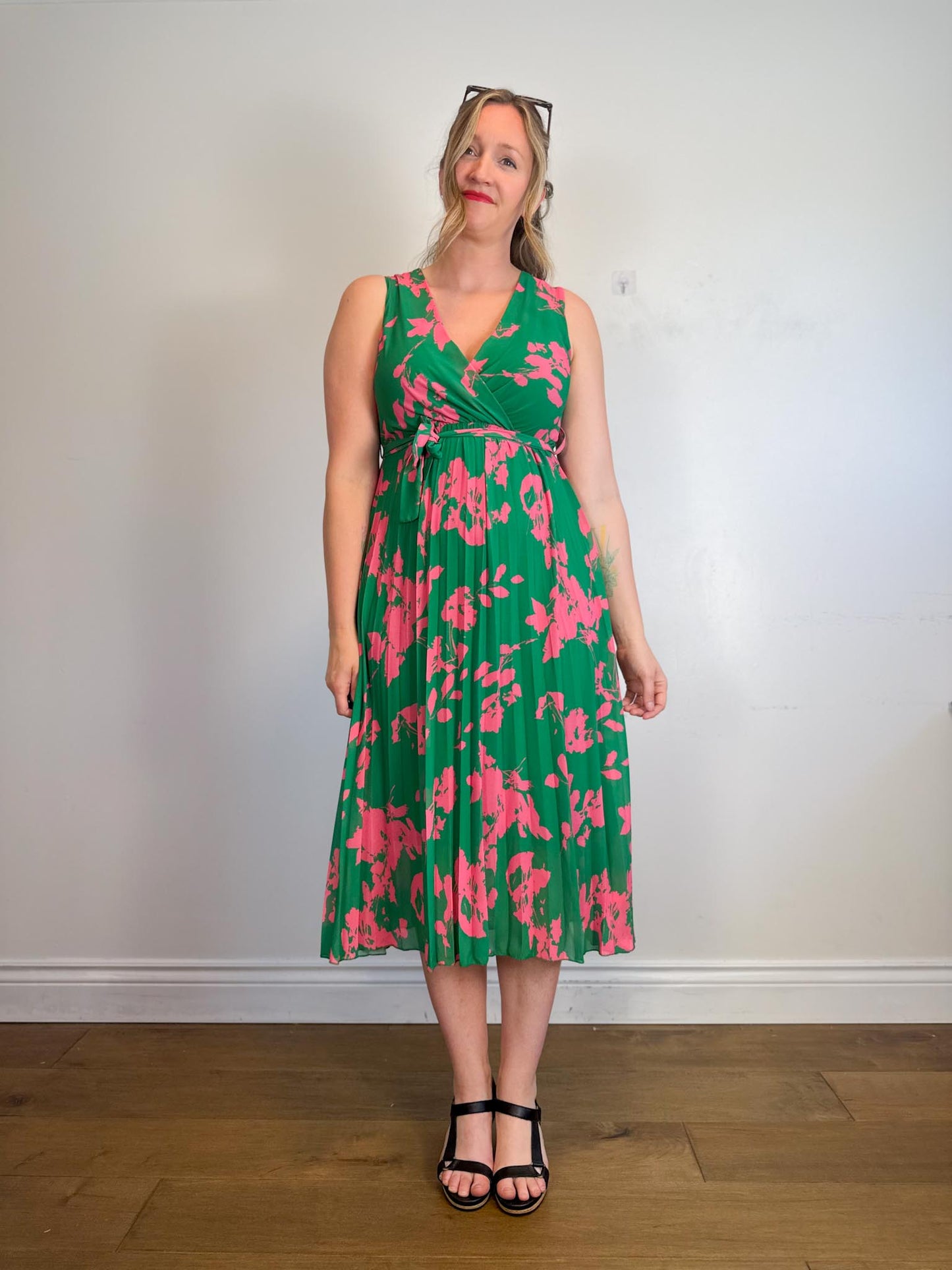 Blue Vanilla Dress in Green/Pink Floral (Size S/M)
