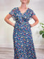 Ralph Lauren Blue Floral Maxi Dress with Flutter Sleeve (Size S)