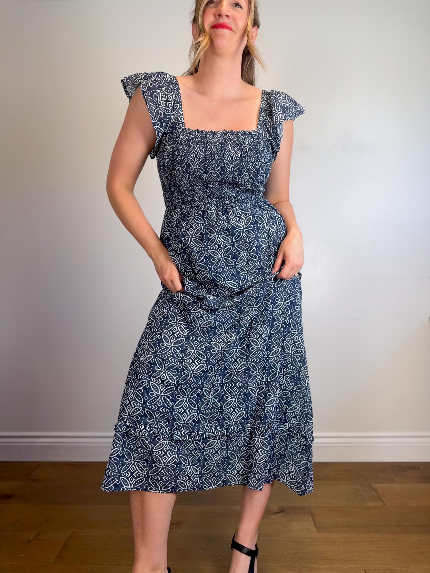 Melissa Nepton Cotton Maxi Dress in Navy (Size M)