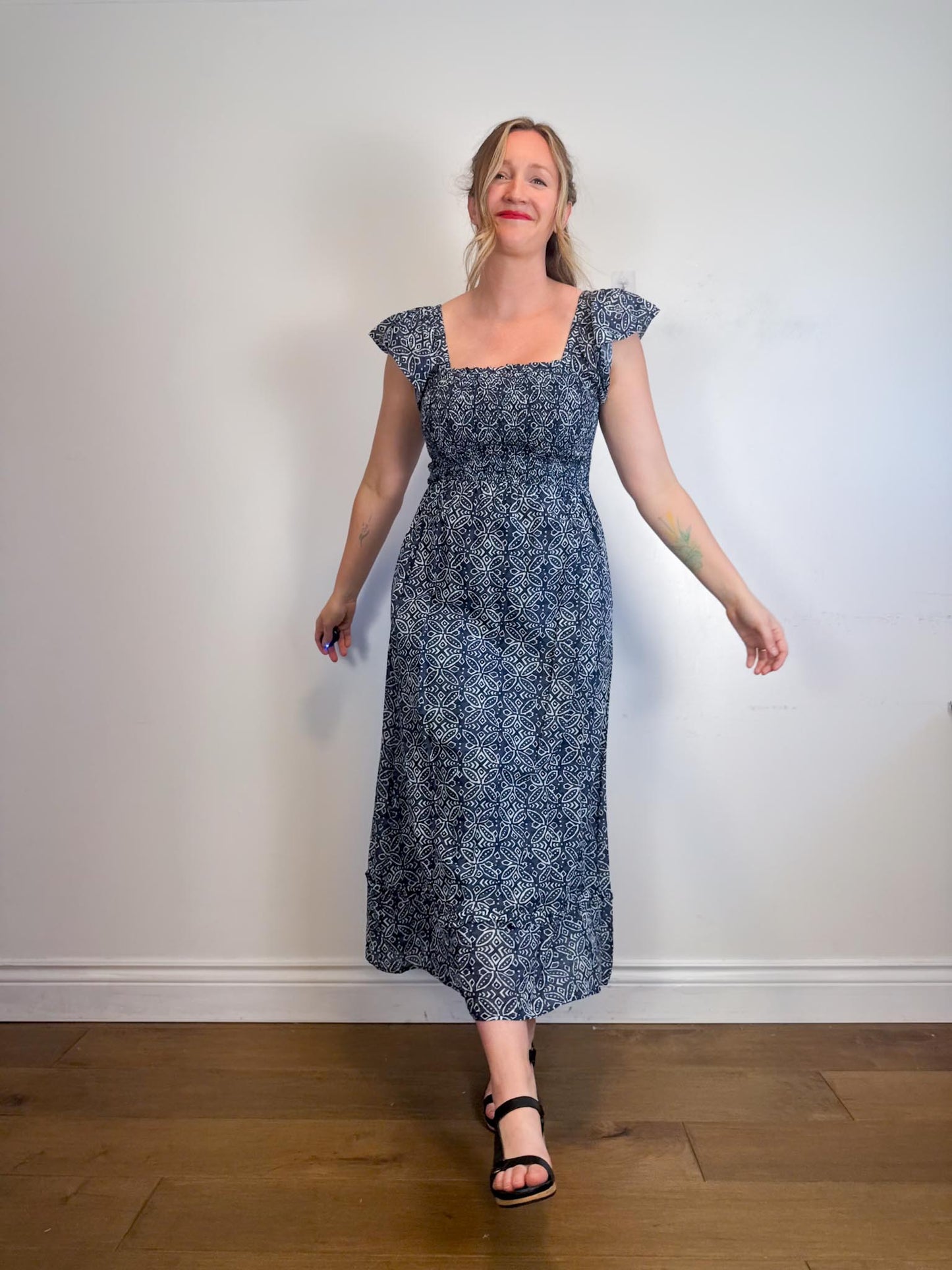 Melissa Nepton Cotton Maxi Dress in Navy (Size M)