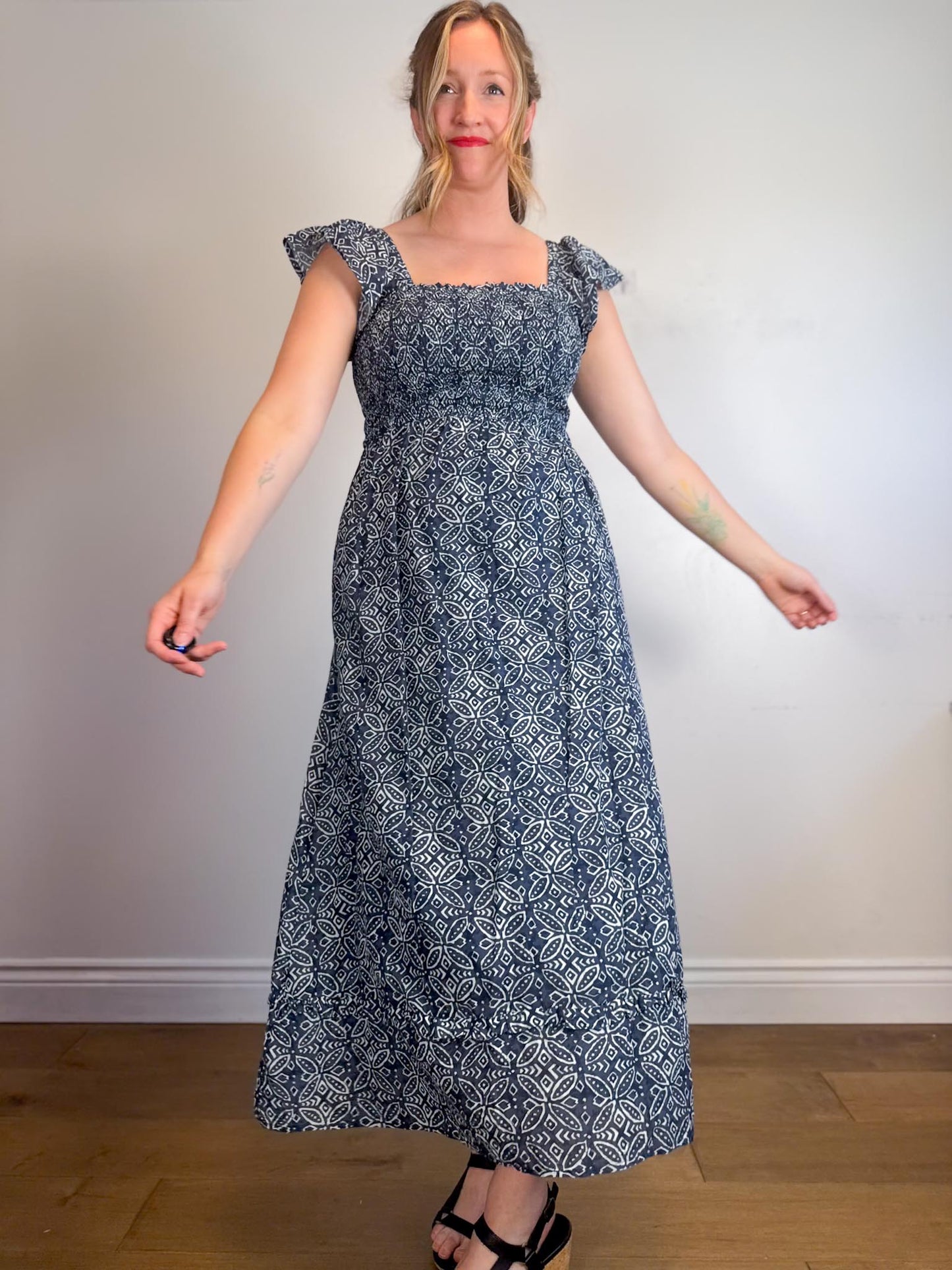 Melissa Nepton Cotton Maxi Dress in Navy (Size M)