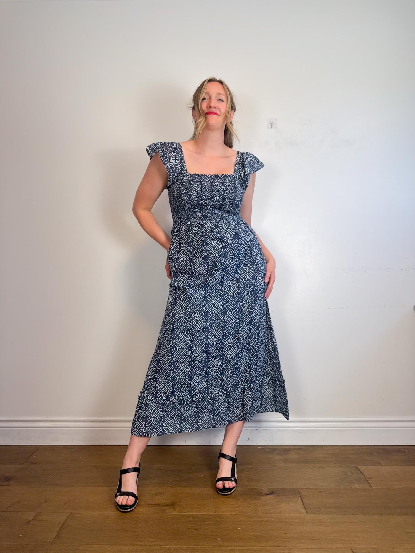 Melissa Nepton Cotton Maxi Dress in Navy (Size M)