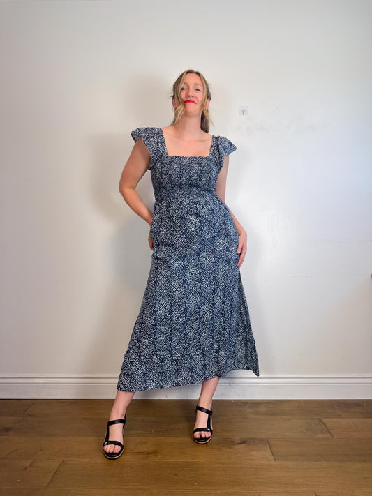 Melissa Nepton Cotton Maxi Dress in Navy (Size M)