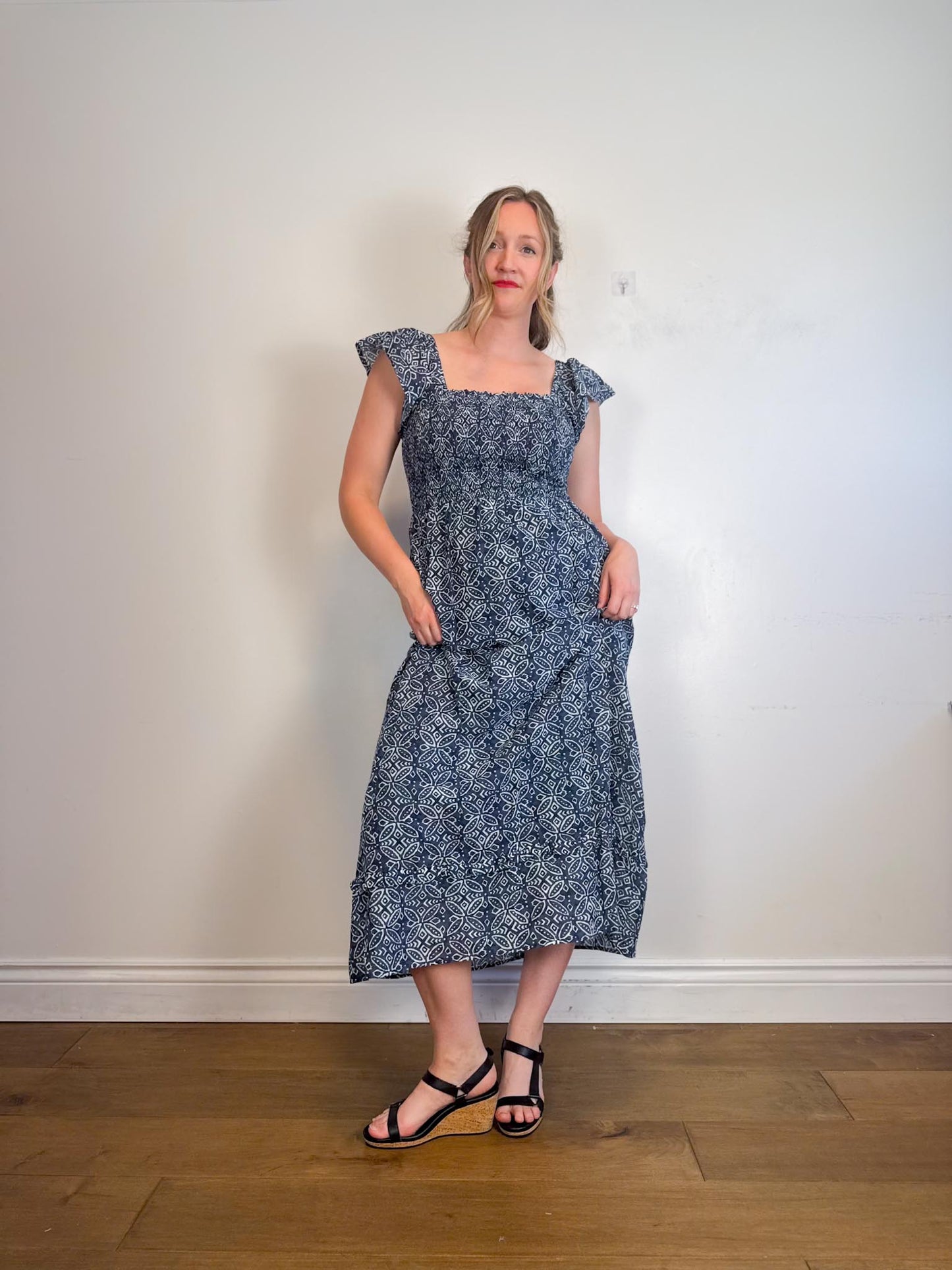 Melissa Nepton Cotton Maxi Dress in Navy (Size M)