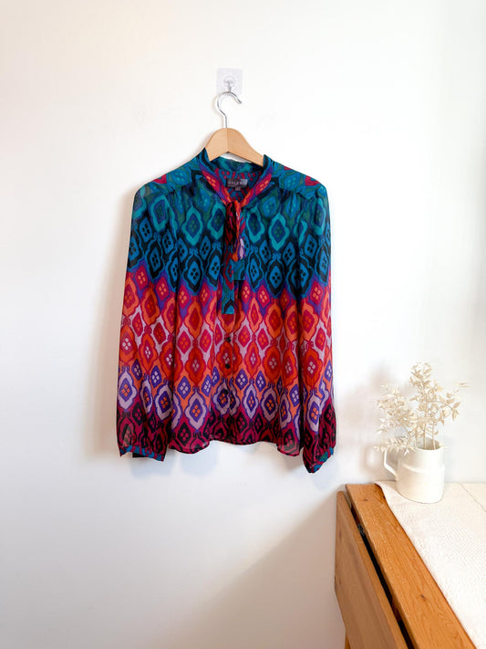 HALE BOB Silk Blouse with Neck Tie (Size L)
