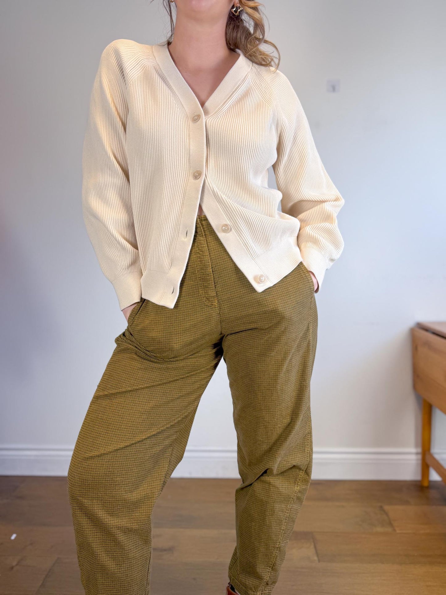 COS Ribbed Cardigan in Cream (Size L)