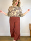 ba&sh Designer Cashmere & Wool Crewneck Sweater in Brown Print (Size M)