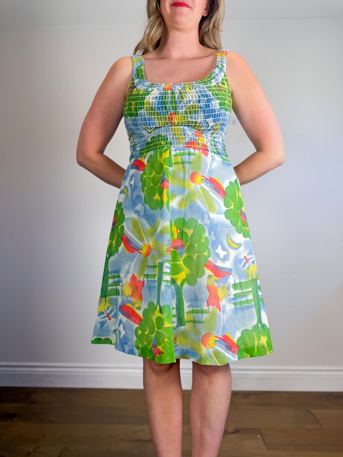 Vintage Mini Dress in Tree Print (Size M)