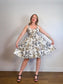 J.Crew Fit & Flare Gold Foil Leal Print Linen Dress (Size M/L)