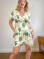 Babaton Wallace Wrap Dress in White/Green Floral (Size M)