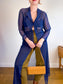 Vintage Long Sheer Blouse in Navy (Size M/L)
