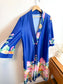 Vintage Robe / Duster Jacket in Blue/Floral Print (Size L)