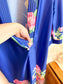Vintage Robe / Duster Jacket in Blue/Floral Print (Size L)