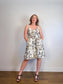 J.Crew Fit & Flare Gold Foil Leal Print Linen Dress (Size M/L)