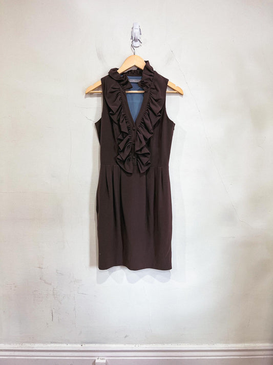 Marc New York Ruffled Mini Dress in Brown (Size S)