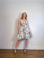 J.Crew Fit & Flare Gold Foil Leal Print Linen Dress (Size M/L)