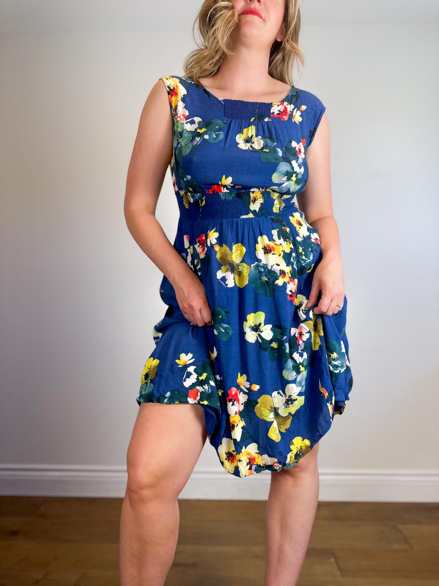 Anthropologie Floral Mini Dress in Blue (Size S/M)