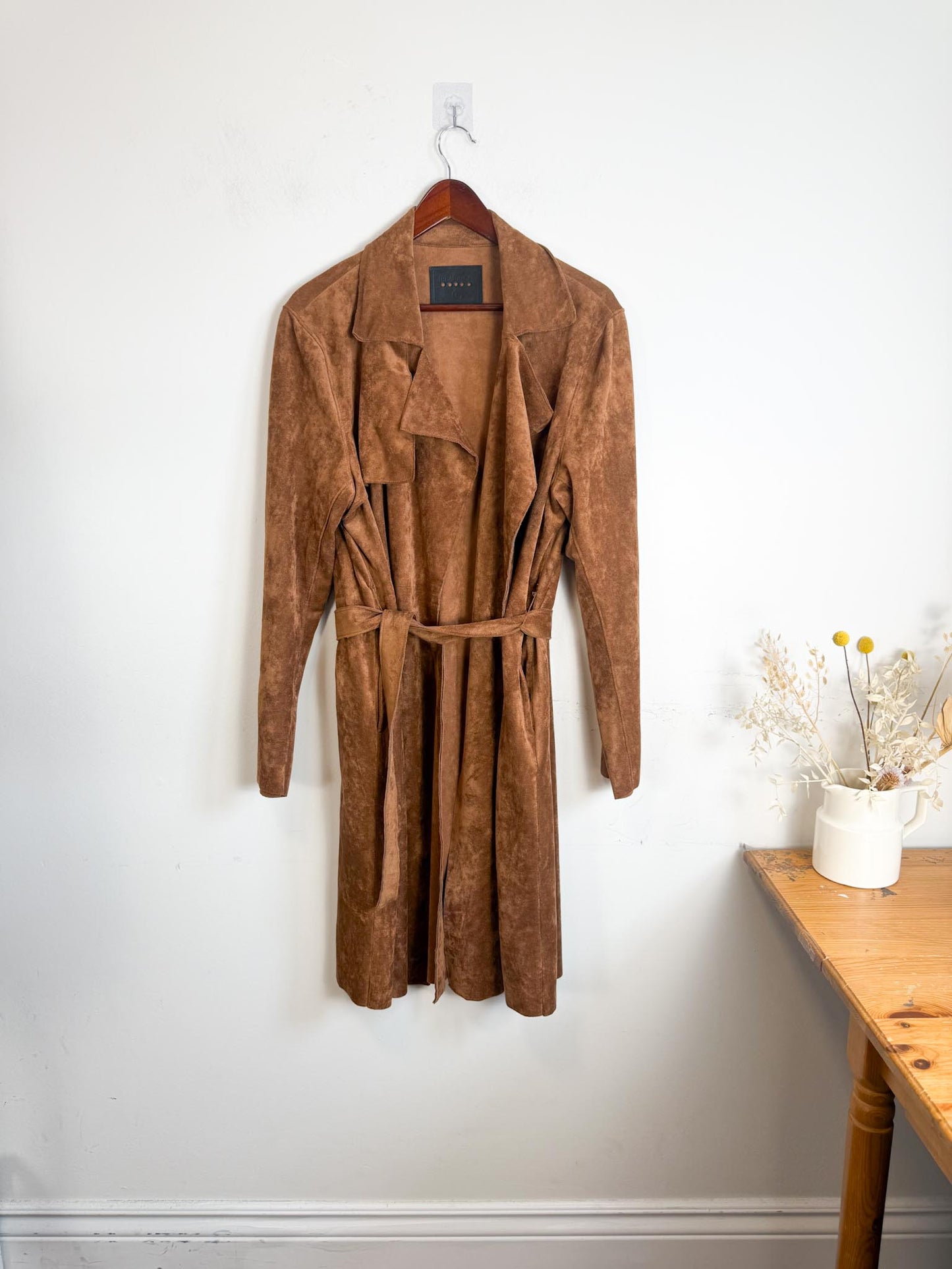 Anthropologie BLANKNYC Faux Leather Wrap Trench Coat in Brown (Size L)