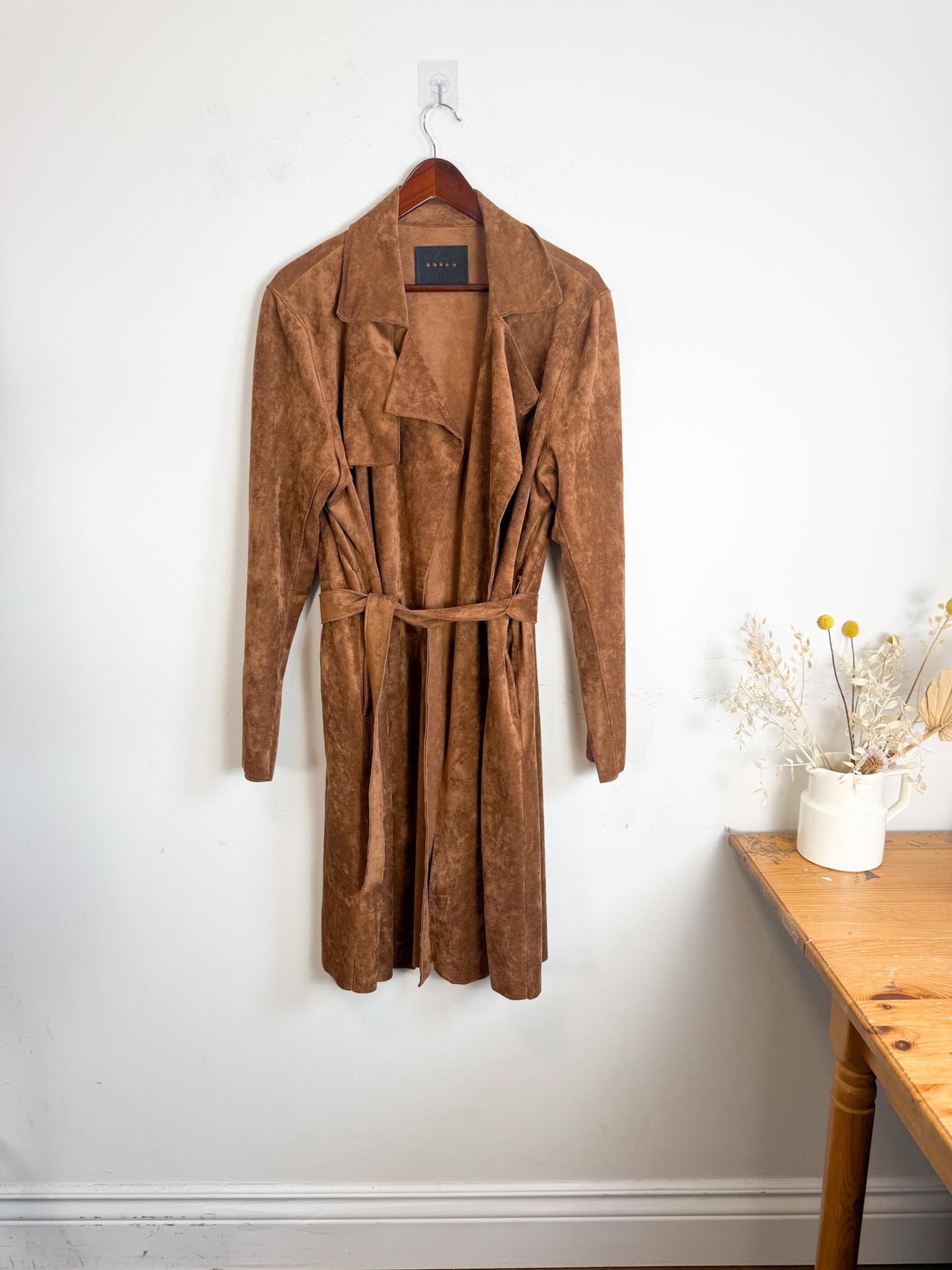 Anthropologie BLANKNYC Faux Leather Wrap Trench Coat in Brown (Size L)