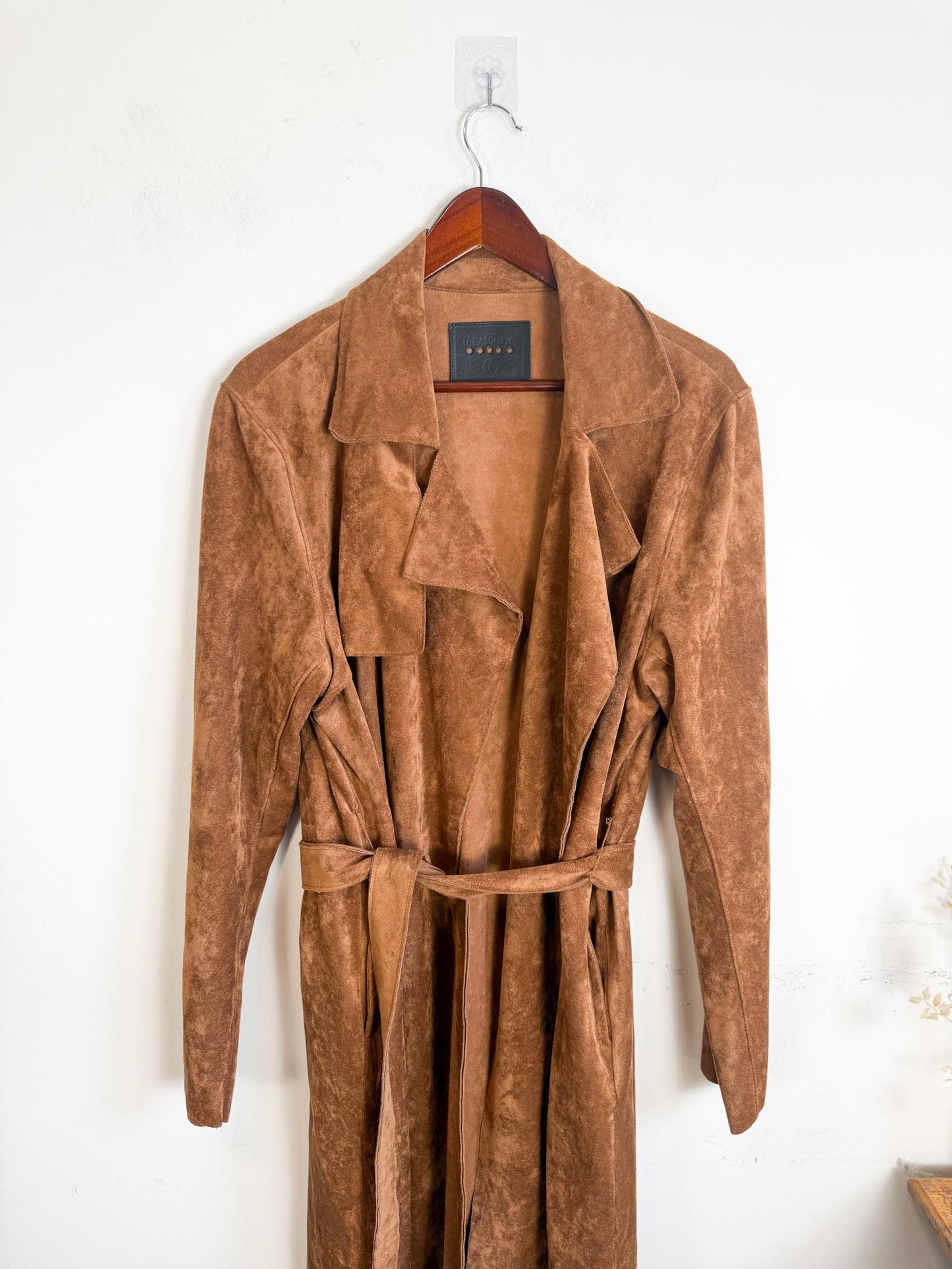 Anthropologie BLANKNYC Faux Leather Wrap Trench Coat in Brown (Size L)