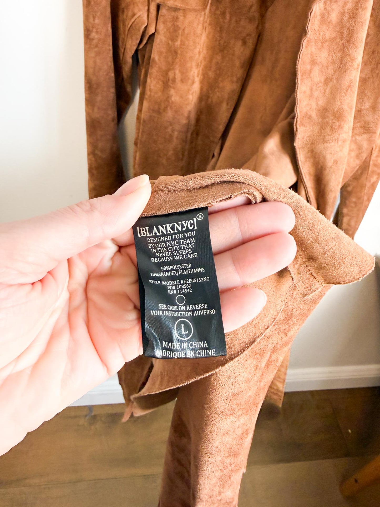 Anthropologie BLANKNYC Faux Leather Wrap Trench Coat in Brown (Size L)