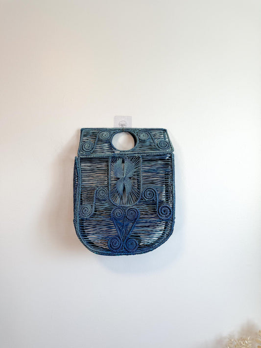 Blue Rattan Purse