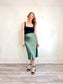 House of Harlow 1960 Satin Midi Skirt with Side Slit in Green (Size M/L)